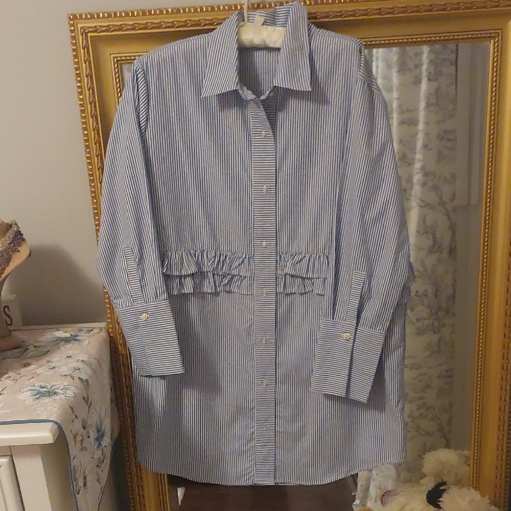 Ripe Navy Striped Button-Up Blouse